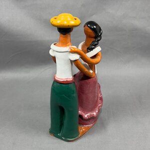 Handcrafted Central America Clay Pottery Dancing Couple Folk Art Figurine